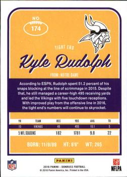 2016 Donruss #174 Kyle Rudolph Back