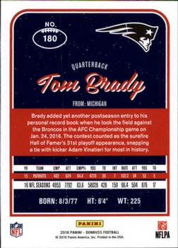 2016 Donruss #180 Tom Brady Back