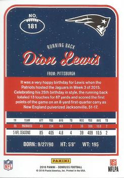 2016 Donruss #181 Dion Lewis Back