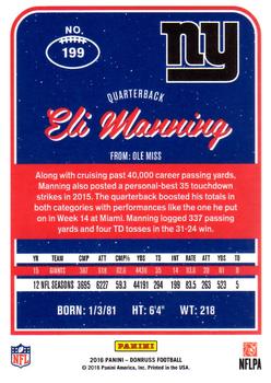 2016 Donruss #199 Eli Manning Back