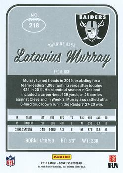 2016 Donruss #218 Latavius Murray Back