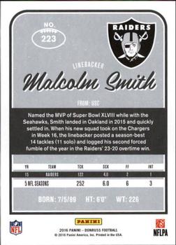 2016 Donruss #223 Malcolm Smith Back