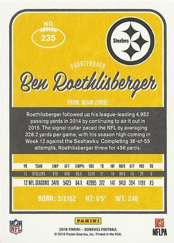 2016 Donruss #235 Ben Roethlisberger Back