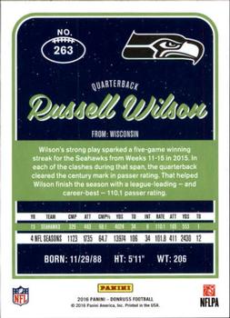2016 Donruss #263 Russell Wilson Back