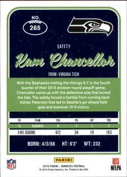 2016 Donruss #265 Kam Chancellor Back