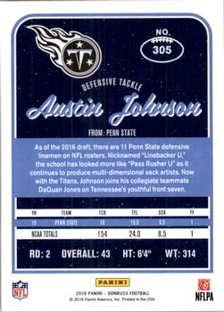 2016 Donruss #305 Austin Johnson Back