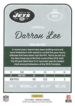 2016 Donruss #311 Darron Lee Back