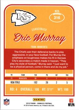 2016 Donruss #316 Eric Murray Back