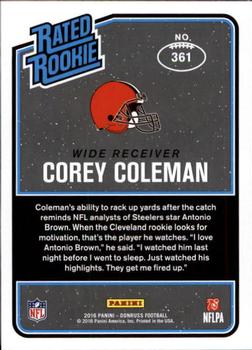 2016 Donruss #361 Corey Coleman Back