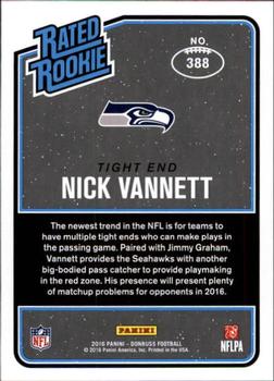 2016 Donruss #388 Nick Vannett Back