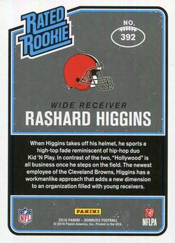 2016 Donruss #392 Rashard Higgins Back