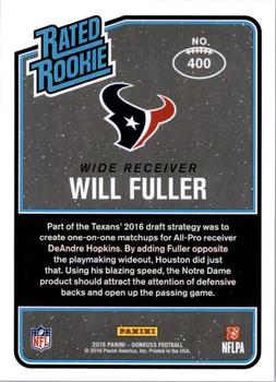 2016 Donruss #400 Will Fuller Back