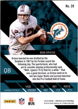 2016 Panini Unparalleled #28 Bob Griese Back