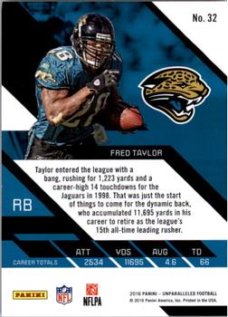 2016 Panini Unparalleled #32 Fred Taylor Back