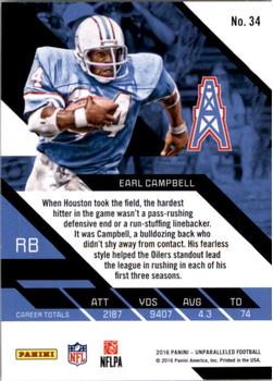 2016 Panini Unparalleled #34 Earl Campbell Back