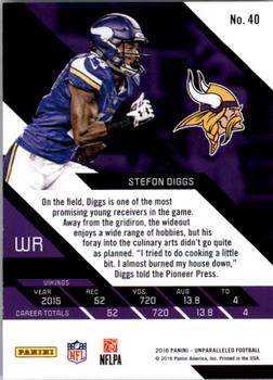 2016 Panini Unparalleled #40 Stefon Diggs Back