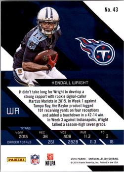 2016 Panini Unparalleled #43 Kendall Wright Back