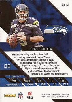 2016 Panini Unparalleled #61 Russell Wilson Back