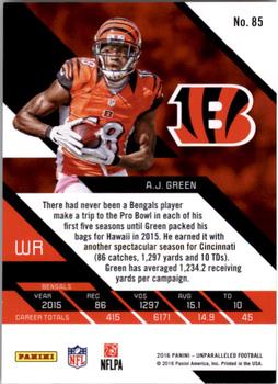 2016 Panini Unparalleled #85 A.J. Green Back