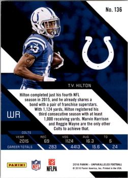 2016 Panini Unparalleled #136 T.Y. Hilton Back