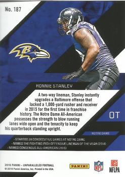 2016 Panini Unparalleled #187 Ronnie Stanley Back
