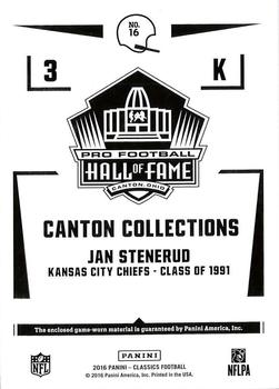 2016 Panini Classics - Canton Collection Swatches #16 Jan Stenerud Back