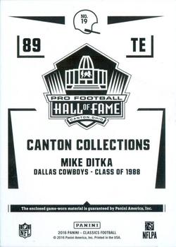 2016 Panini Classics - Canton Collection Swatches Prime #19 Mike Ditka Back