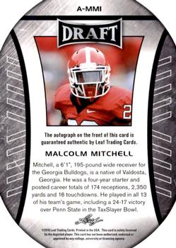 2016 Leaf Draft - Autographs #A-MM1 Malcolm Mitchell Back