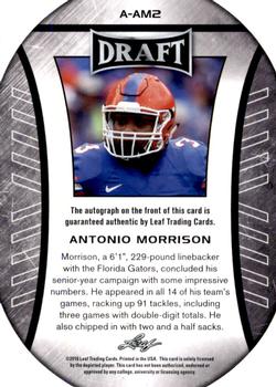 2016 Leaf Draft - Autographs Gold #A-AM2 Antonio Morrison Back
