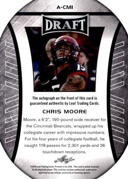 2016 Leaf Draft - Autographs Gold #A-CM1 Chris Moore Back