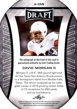 2016 Leaf Draft - Autographs Gold #A-DM1 David Morgan Back
