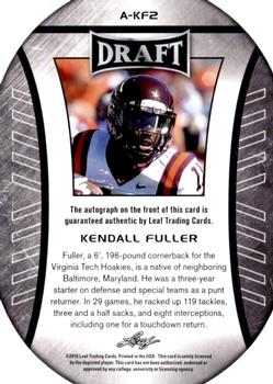 2016 Leaf Draft - Autographs Gold #A-KF2 Kendall Fuller Back