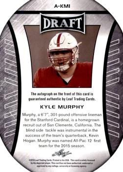 2016 Leaf Draft - Autographs Gold #A-KM1 Kyle Murphy Back