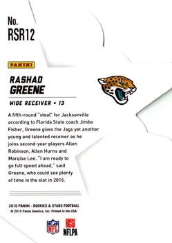 2015 Panini Rookies & Stars - Rookies Die Cuts #RSR12 Rashad Greene Back