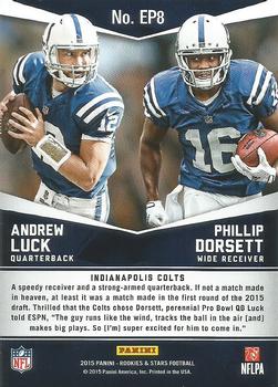 2015 Panini Rookies & Stars - Embroidered Patches #EP8 Andrew Luck / Phillip Dorsett Back