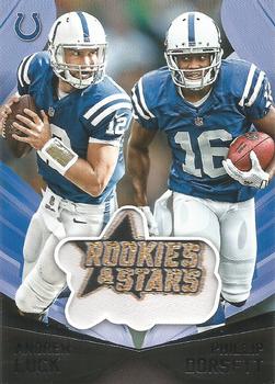 2015 Panini Rookies & Stars - Embroidered Patches #EP8 Andrew Luck / Phillip Dorsett Front