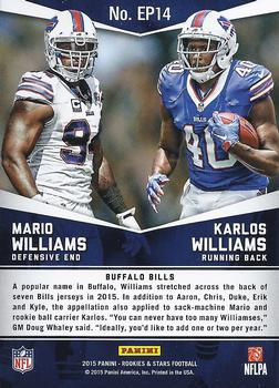 2015 Panini Rookies & Stars - Embroidered Patches #EP14 Karlos Williams / Mario Williams Back