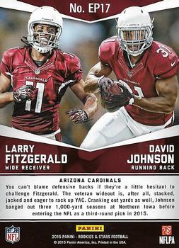 2015 Panini Rookies & Stars - Embroidered Patches #EP17 David Johnson / Larry Fitzgerald Back