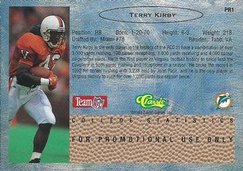 1993 Classic - Gold Promos #PR1 Terry Kirby Back