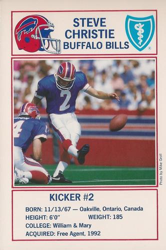 1992 Buffalo Bills Police #NNO Steve Christie Front