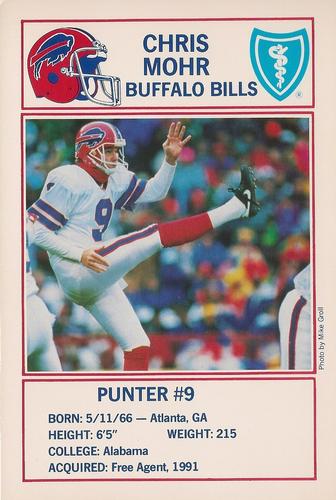 1992 Buffalo Bills Police #NNO Chris Mohr Front
