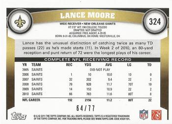 2011 Topps - Red #324 Lance Moore Back