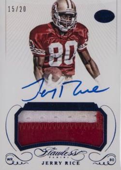 2015 Panini Flawless - Greats Patches Autographs Blue #GPA-JR Jerry Rice Front