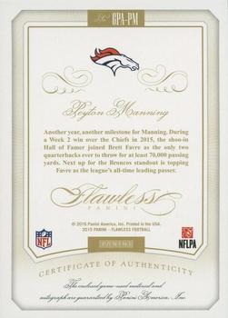 2015 Panini Flawless - Greats Patches Autographs Emerald #GPA-PM Peyton Manning Back