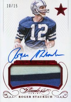 2015 Panini Flawless - Greats Patches Autographs Ruby #GPA-RS Roger Staubach Front