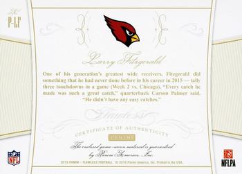 2015 Panini Flawless - Patches Gold #P-LF Larry Fitzgerald Back