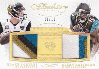 2015 Panini Flawless - Teammates Patches Gold #BBAR Blake Bortles / Allen Robinson Front