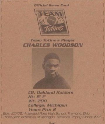 1999 Totino's Pizza #5 Charles Woodson Front