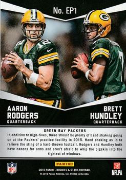 2015 Panini Rookies & Stars - Longevity Embroidered Patches #EP1 Aaron Rodgers / Brett Hundley Back