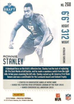 2016 Panini Prestige - Xtra Points Blue #268 Ronnie Stanley Back